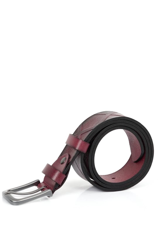 Bordo Antik Gön Hakiki Deri Erkek Kemer 14105
