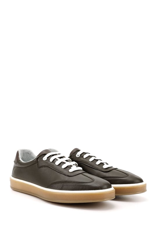 Erkek  Bağcıklı Hakiki Deri Comfort Sneaker