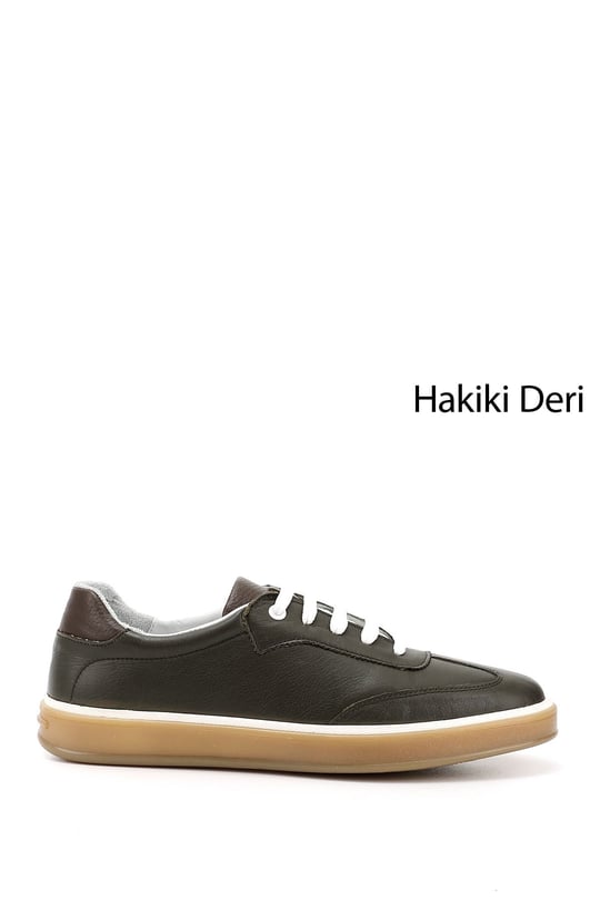 Erkek  Bağcıklı Hakiki Deri Comfort Sneaker