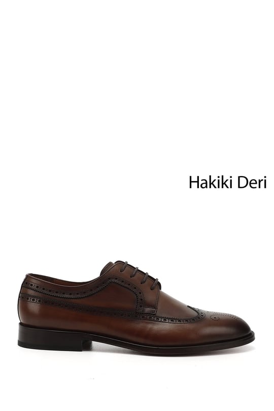 Erkek  Bağcıklı Kösele Taban Hakiki Deri Klasik Ayakkabı