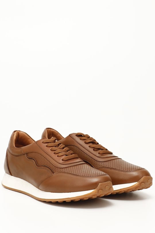 Erkek  Bağcıklı Termo Taban Hakiki Deri Sneaker