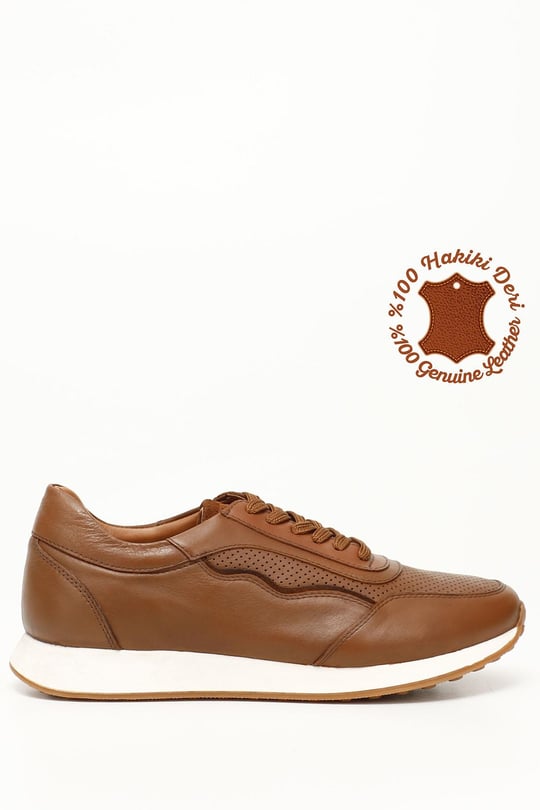 Erkek  Bağcıklı Termo Taban Hakiki Deri Sneaker
