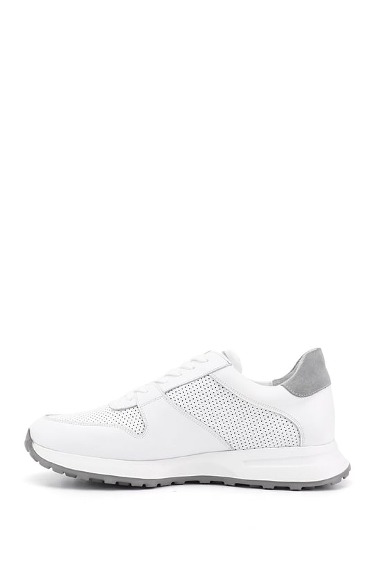Erkek Beyaz Bağcıklı Hakiki Deri Comfort Sneaker