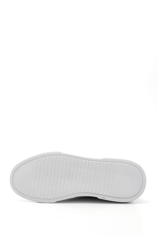 Men's White Lace-Up Genuine Leather Sneakers