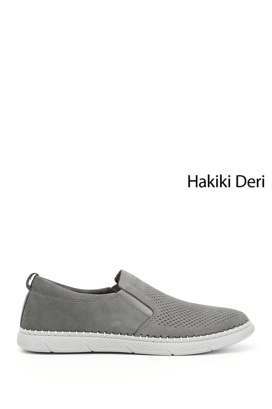 Erkek Gri Nubuk Hakiki Deri Comfort Ayakkabı