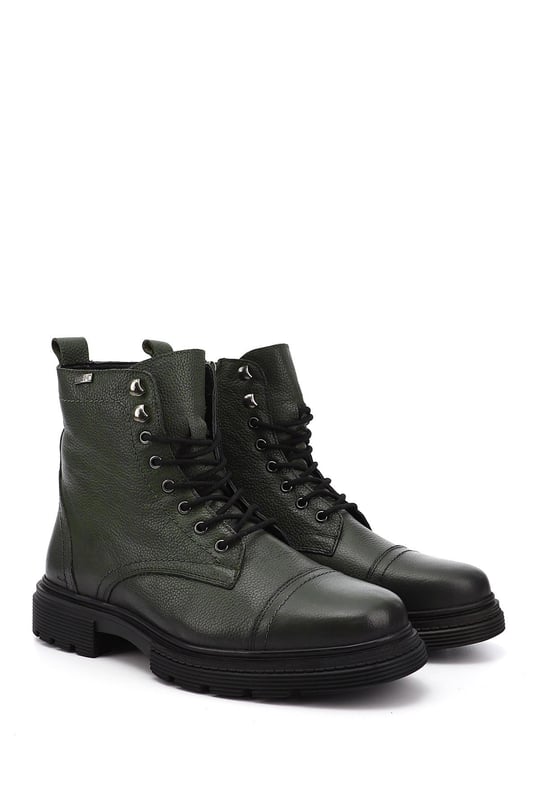 Men's Khaki Floater Zippered Genuine Leather Combat Boots