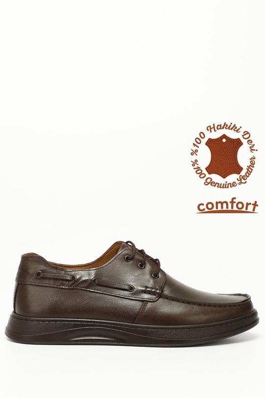 Erkek Kahve Antik Bağcıklı Hakiki Deri Comfort Ayakkabı