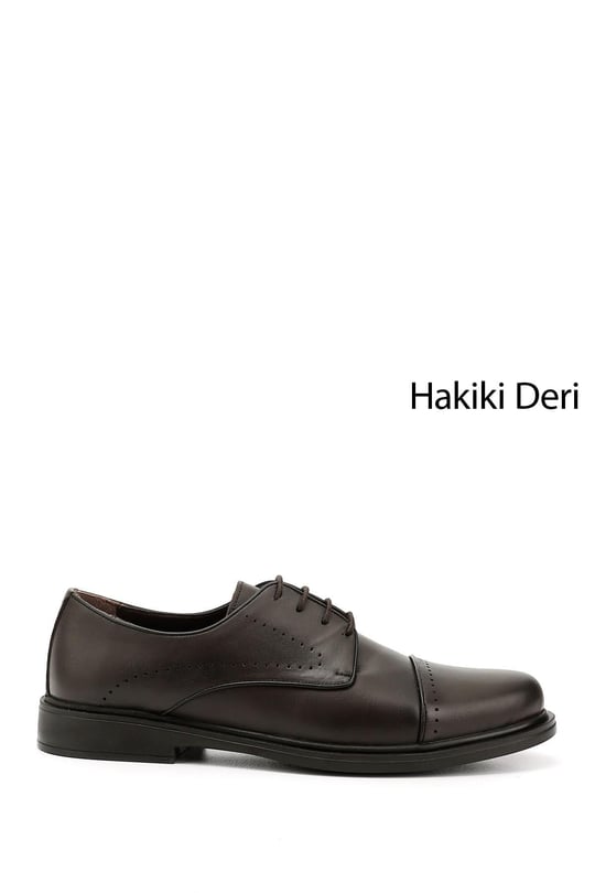 Erkek Kahve Antik Bağcıklı Hakiki Deri Klasik Ayakkabı
