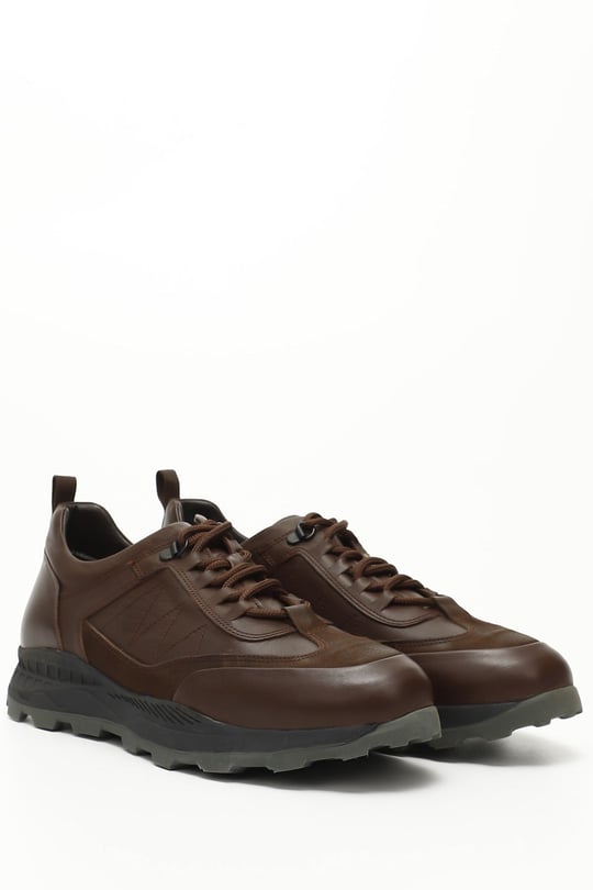 Erkek Kahve Antik Bağcıklı Hakiki Deri Comfort Sneaker