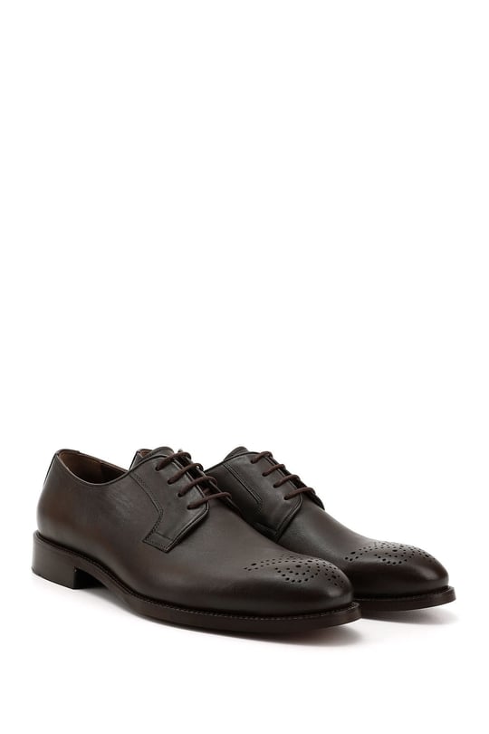 Men's Brown Antique Lace-Up Genuine Leather Classic Shoes