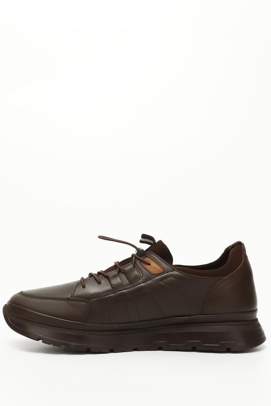 Erkek Kahve Antik Bağcıklı Hakiki Deri Comfort Sneaker