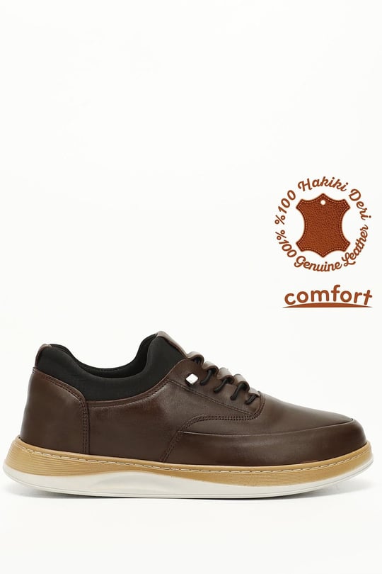 Erkek Kahve Antik Bağcıklı Hakiki Deri Comfort Ayakkabı