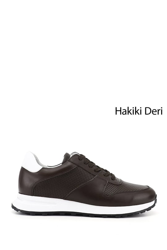 Erkek Kahve Antik Bağcıklı Hakiki Deri Comfort Sneaker