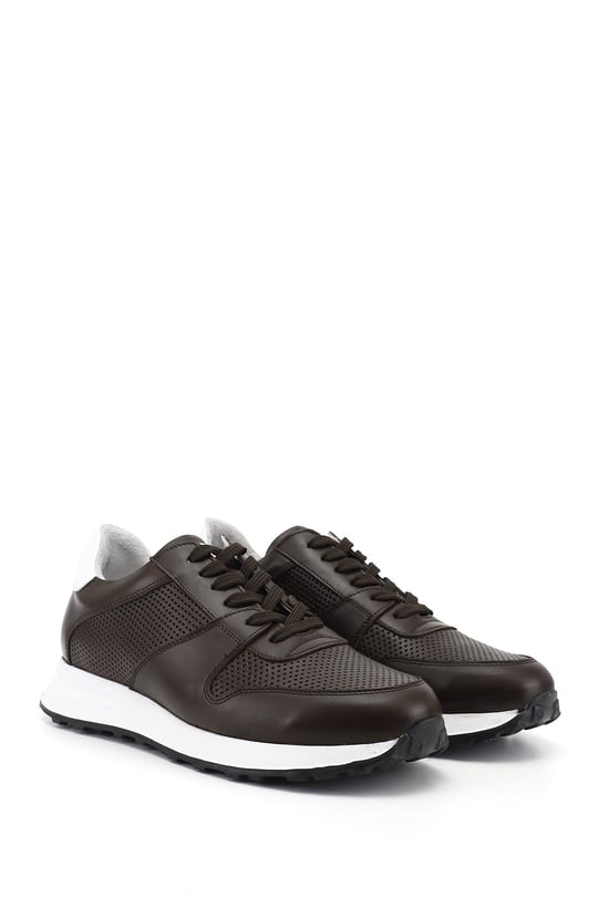 Erkek Kahve Antik Bağcıklı Hakiki Deri Comfort Sneaker