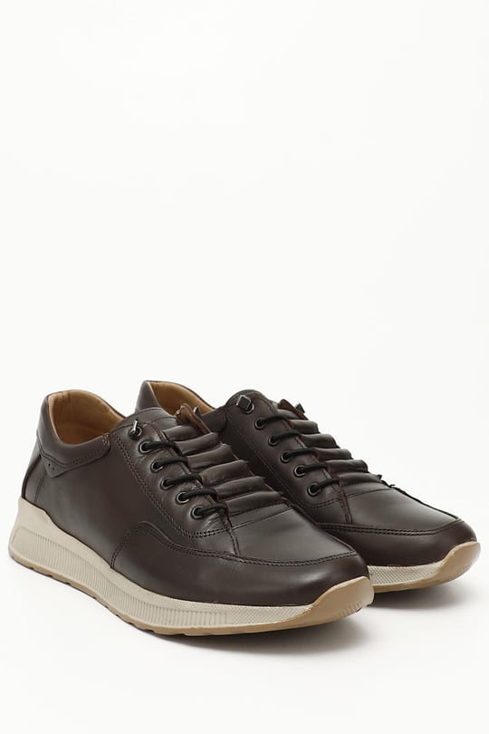 Erkek Kahve Antik Bağcıklı Hakiki Deri Comfort Sneaker