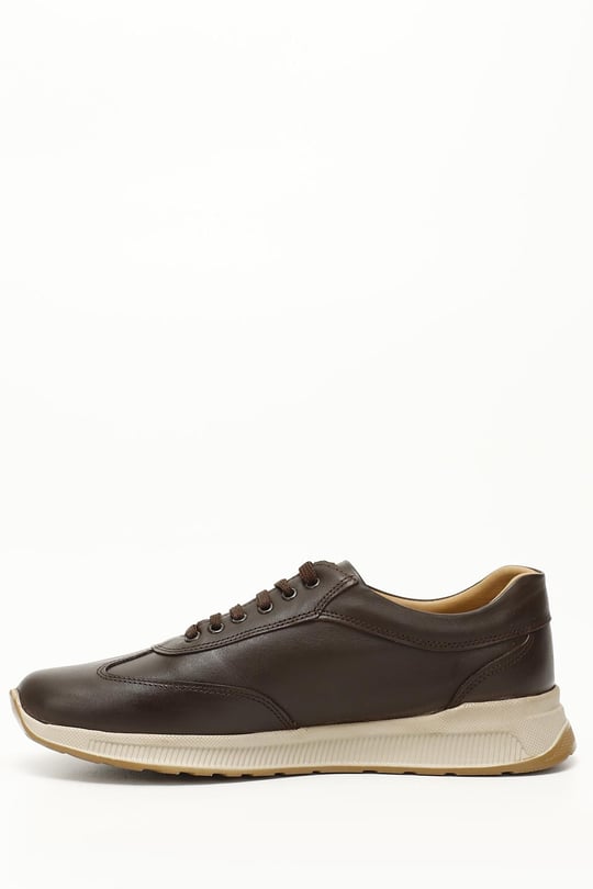 Erkek Kahve Antik Bağcıklı Hakiki Deri Comfort Sneaker
