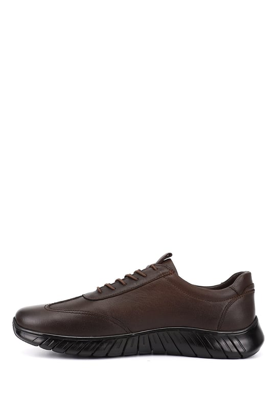 Men's Coffee Antique Lace-up Rubber Sole Genuine Leather Sneaker
