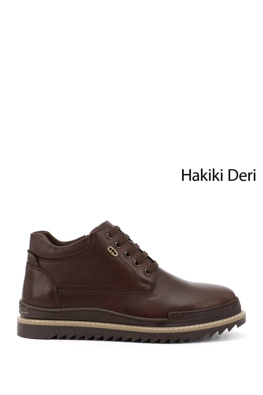 Erkek Kahve Antik Fermuarlı Hakiki Deri Outdoor Bot
