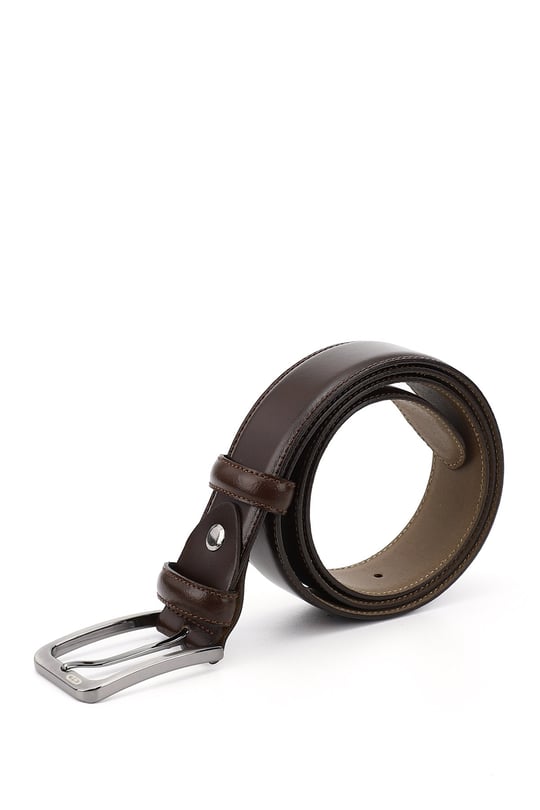 Men's Brown Antique Genuine Leather 3.5 Cm Classic Belt