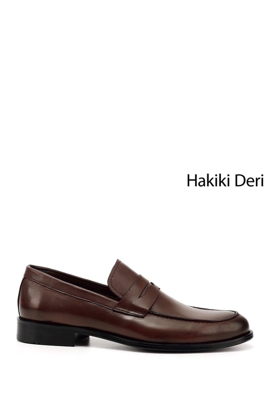 Erkek Kahve Antik Kösele Taban Hakiki Deri Loafer Ayakkabı