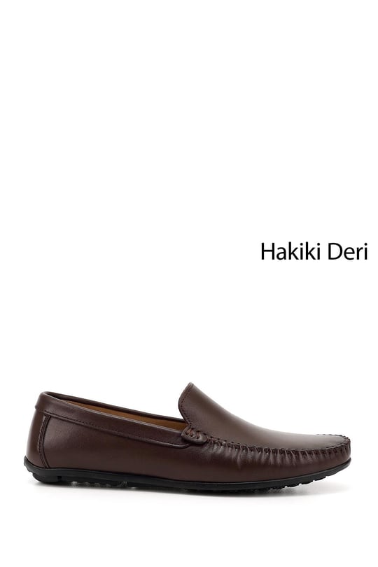 Erkek Kahve Antik Rok Hakiki Deri Loafer Ayakkabı