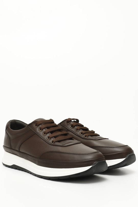 Gon Brown Platinum Genuine Leather Round Toe Lace-Up Casual Men's Shoes 42139