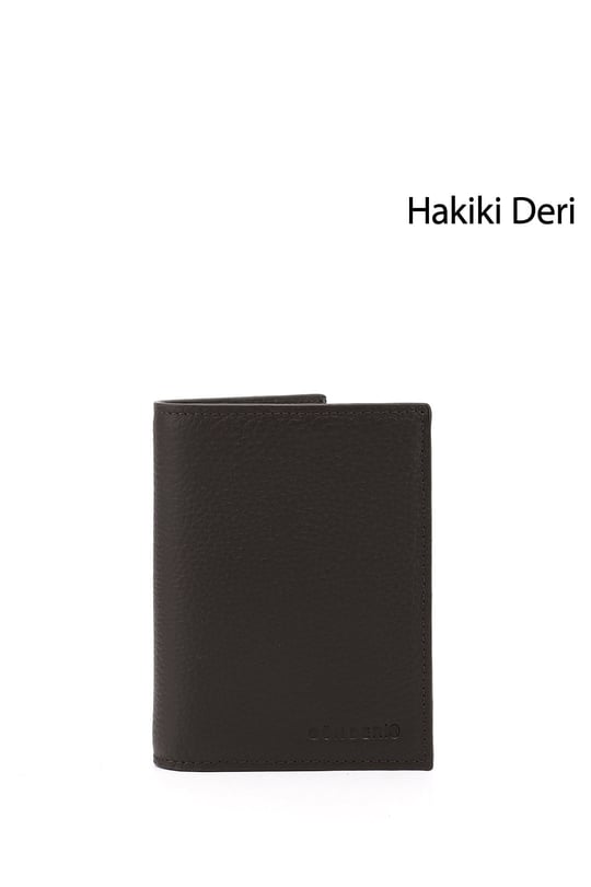 Erkek Kahve Floter Hakiki Deri Dikey Cüzdan