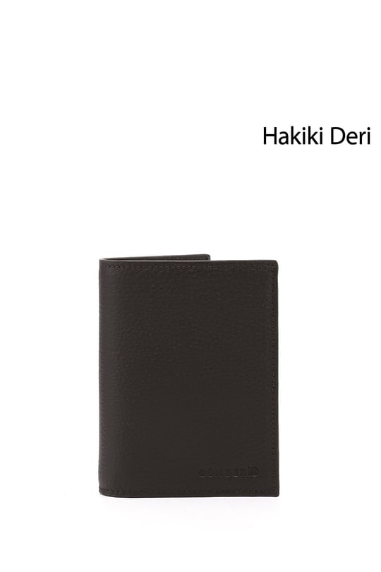 Erkek Kahve Floter Hakiki Deri Dikey Cüzdan