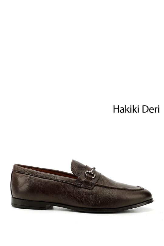 Erkek Kahve Floter Tokalı Hakiki Deri Loafer Ayakkabı