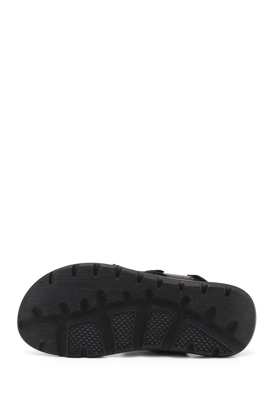 Men's Brown Adjustable Velcro Strap Genuine Leather Sandals