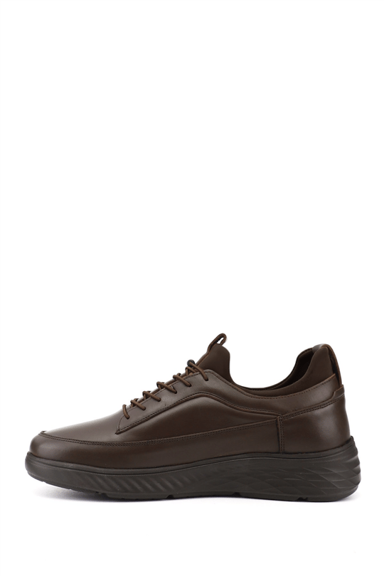 Erkek Kahverengi Bağcıklı Hakiki Deri Sneaker
