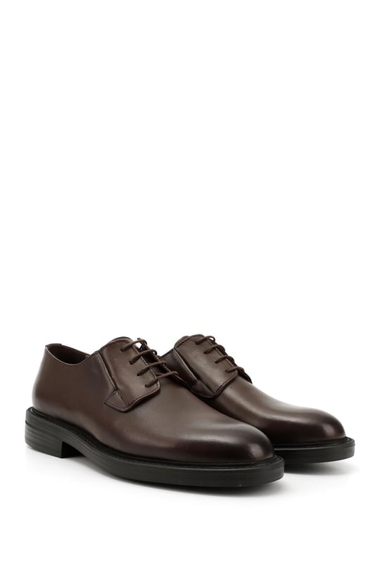 Men's Brown Lace-Up Genuine Leather Classic Shoes