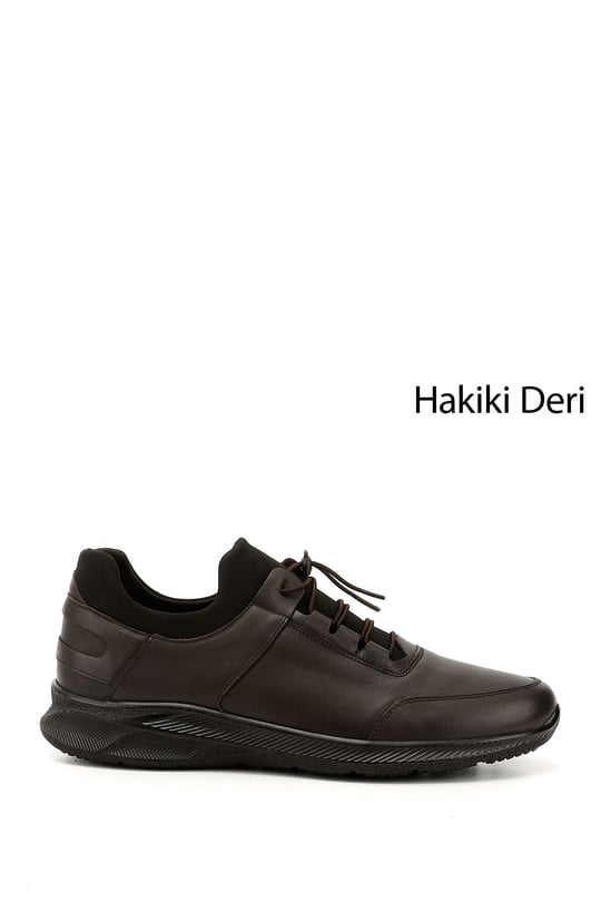 Men's Brown Lace-Up Genuine Leather Comfort Sneaker