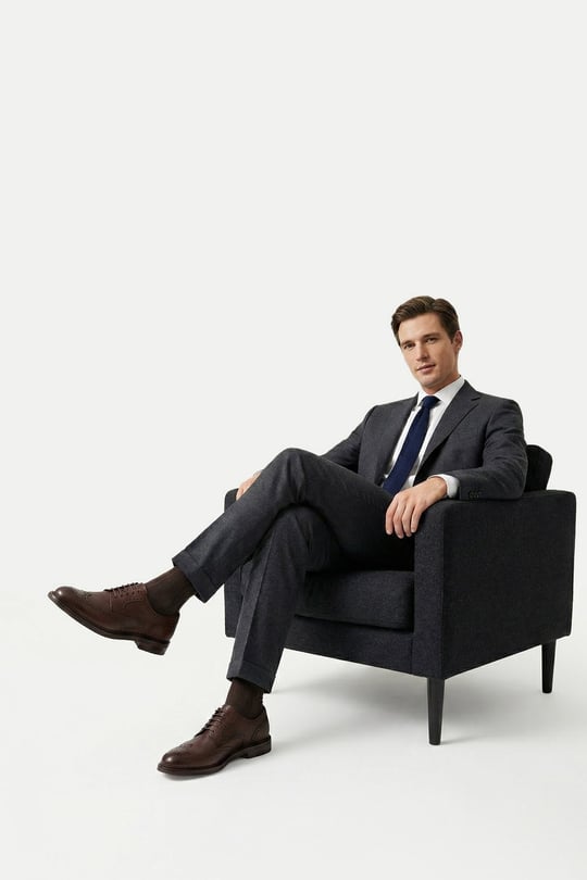 Men's Brown Lace-Up Genuine Leather Classic Shoes