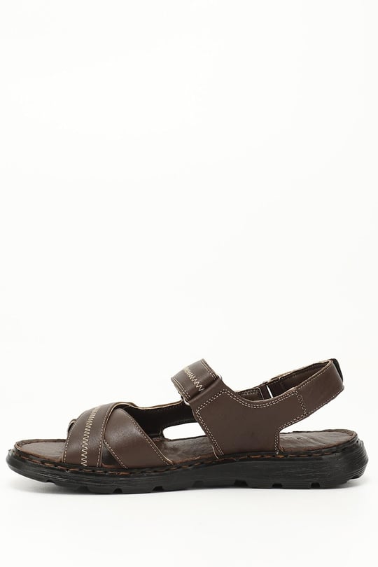 Erkek Kahverengi Hakiki Deri Comfort Sandalet