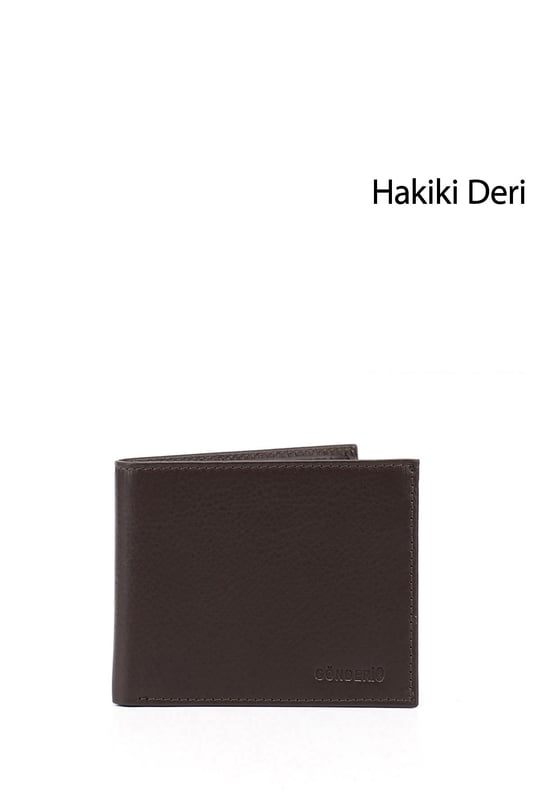 Erkek Kahverengi Hakiki Deri Yatay Cüzdan