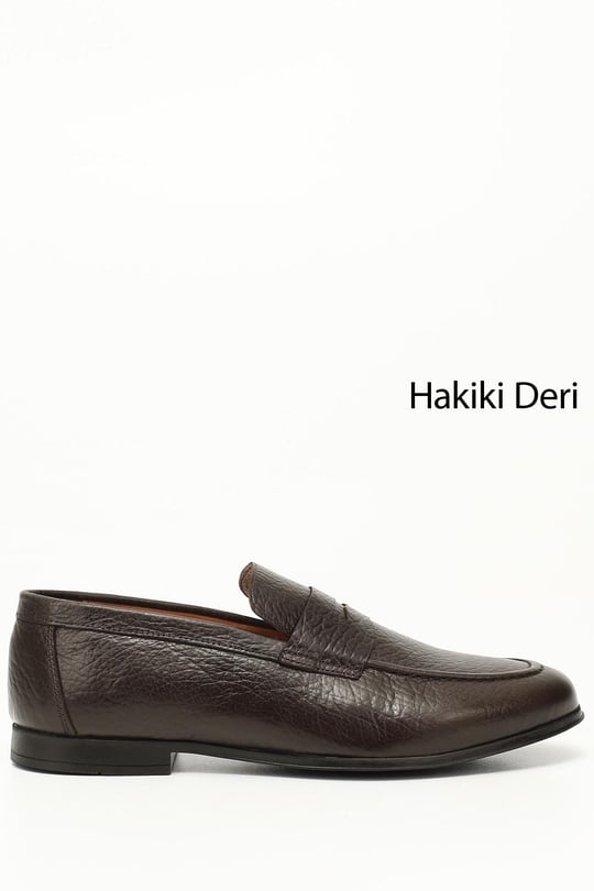 Erkek Kahverengi Kauçuk Taban Hakiki Deri Loafer Ayakkabı