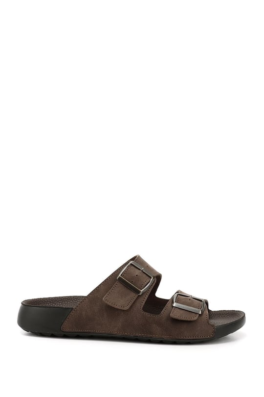 Erkek Kahverengi Tokalı Terlik