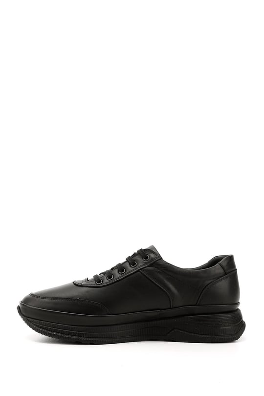 Erkek Kömür Bağcıklı Hakiki Deri Comfort Sneaker