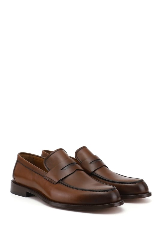 Men's Genuine Leather Loafer Shoes with a Leather Sole