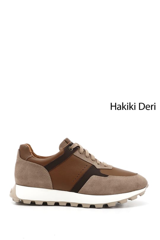 Erkek Kum Bağcıklı Hakiki Deri Sneaker