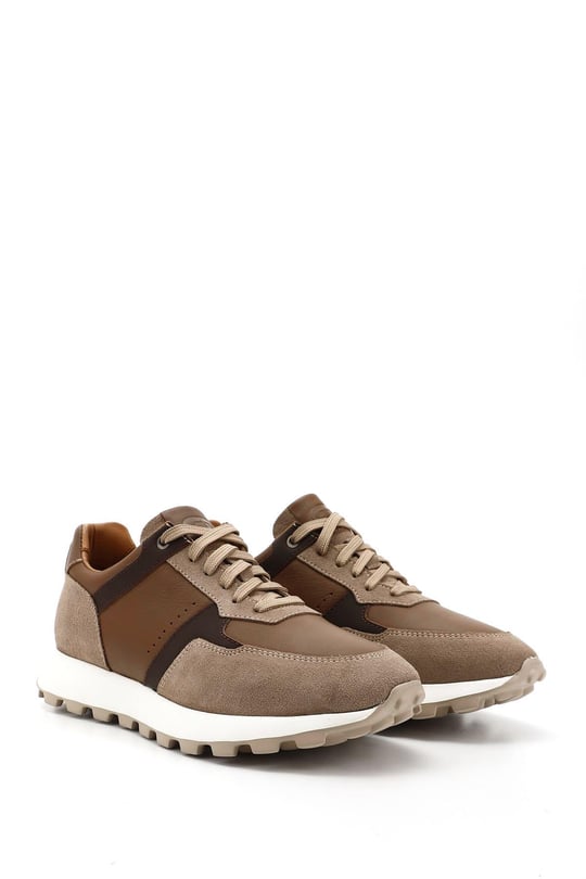 Erkek Kum Bağcıklı Hakiki Deri Sneaker