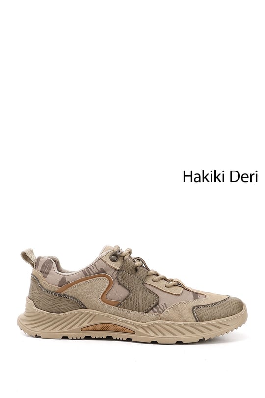 Erkek Kum Bağcıklı Kauçuk Taban Hakiki Deri Sneaker