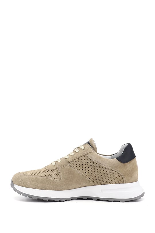 Erkek Kum Nubuk Bağcıklı Hakiki Deri Comfort Sneaker