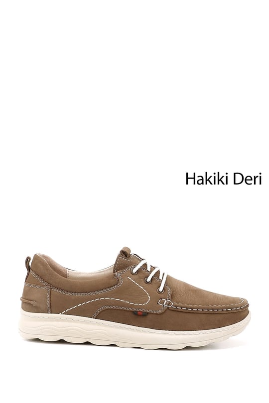 Erkek Kum Nubuk Bağcıklı Hakiki Deri Comfort Ayakkabı