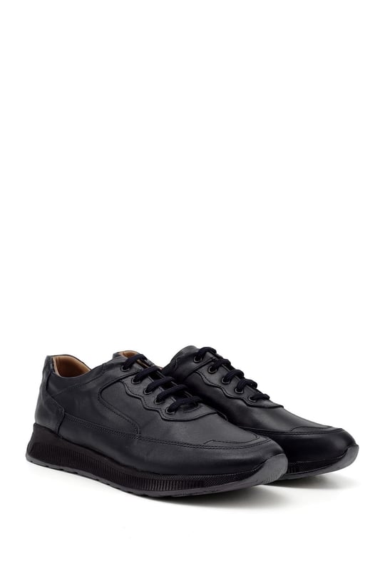 Erkek Lacivert Antik Bağcıklı Hakiki Deri Comfort Sneaker