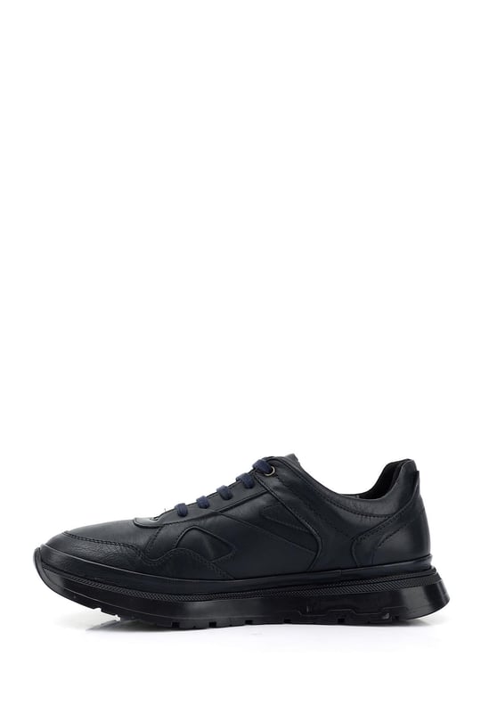 Erkek Lacivert Antik Bağcıklı Hakiki Deri Comfort Sneaker