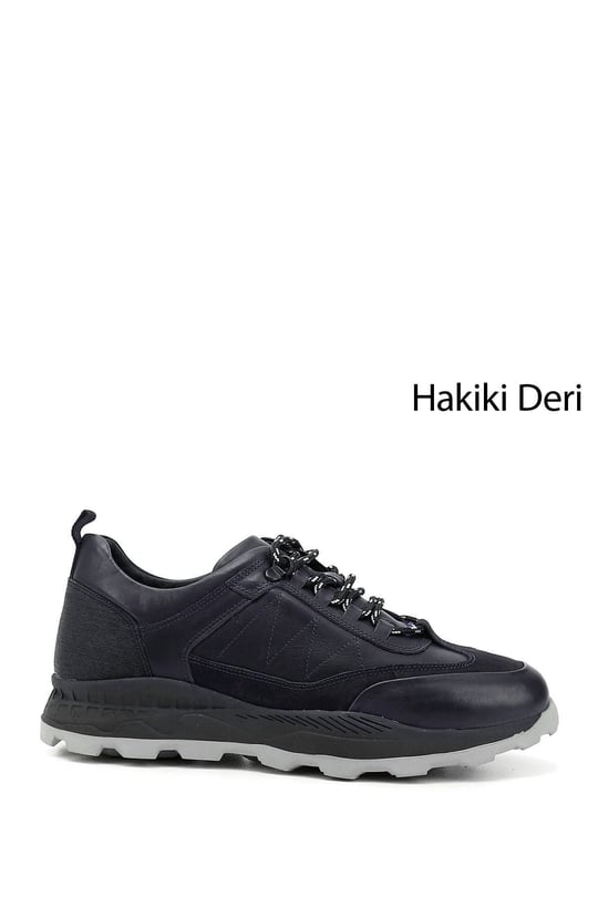 Erkek Lacivert Antik Bağcıklı Hakiki Deri Comfort Sneaker