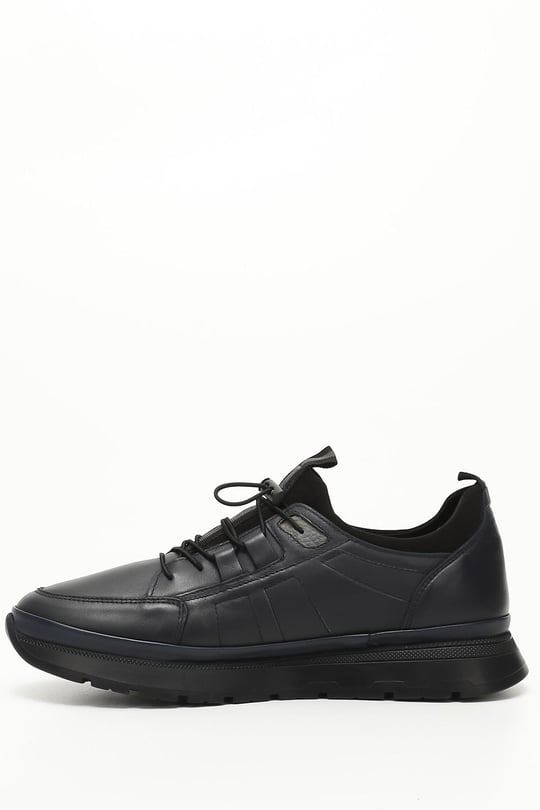 Erkek Lacivert Antik Bağcıklı Hakiki Deri Comfort Sneaker