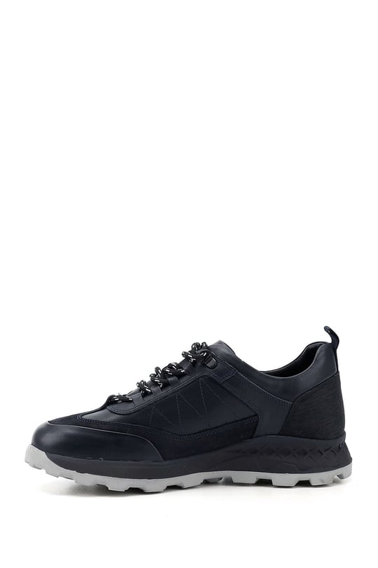 Erkek Lacivert Antik Bağcıklı Hakiki Deri Comfort Sneaker